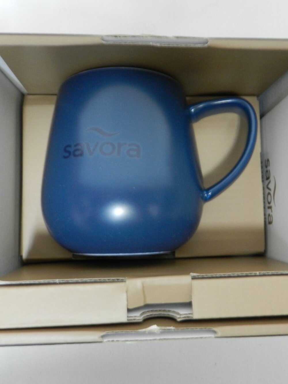 Savora IntelliHeat Smart Wireless Mug Cup SmartSense Pad blue Ceramic‎ NIB NEW